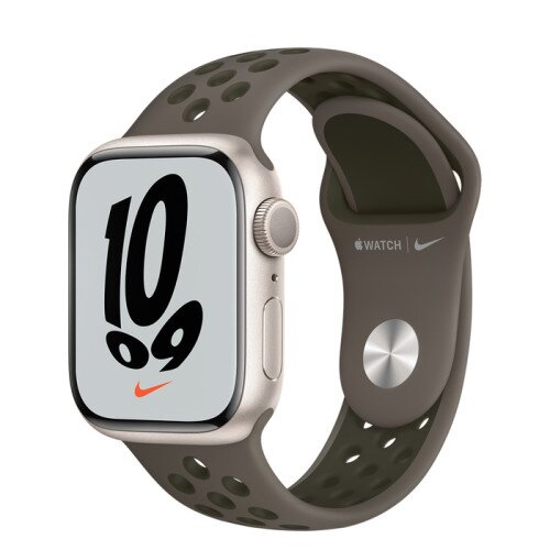 Apple Watch Series 7 Starlight Aluminum Case with Nike Sport Band - Olive Gray/Cargo Khaki - 41mm