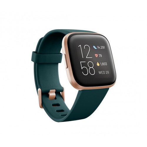 Fitbit Versa 2 Health and Fitness Smartwatch - Emerald / Copper Rose Aluminum