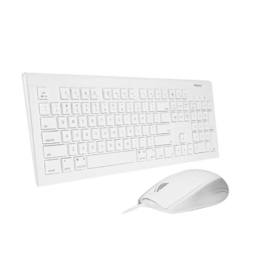 Macally 104 Key Full-Size USB Keyboard with Short-Cut Keys and 3 Button USB Optical Mouse Combo for Mac