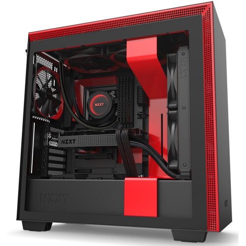 NZXT H210 Mini-ITX Case with Tempered Glass - Matte Black/Red
