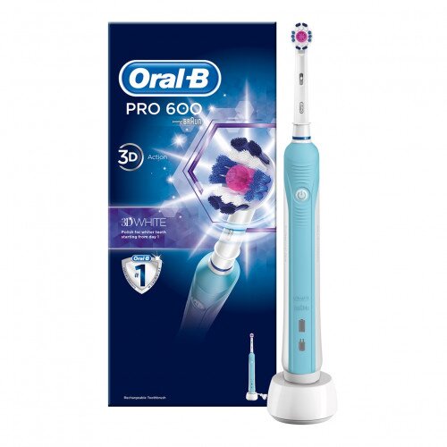 Oral-B PRO 600 3D White Electric Toothbrush Rechargeable
