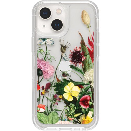 OtterBox iPhone 13 mini Case Symmetry Series Clear Antimicrobial - Thistles and Thorns (Clear / Flowers Graphic)