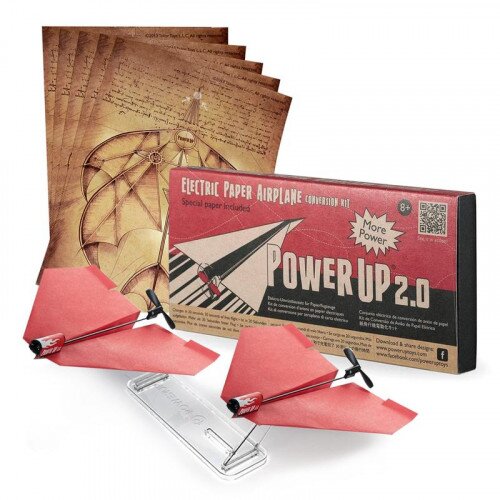 PowerUp 2.0 Electric Paper Airplane Conversion Kit - Dogfight - 2X Airplane Kits, 2X Desks Stand & 2X Waterproof Templates