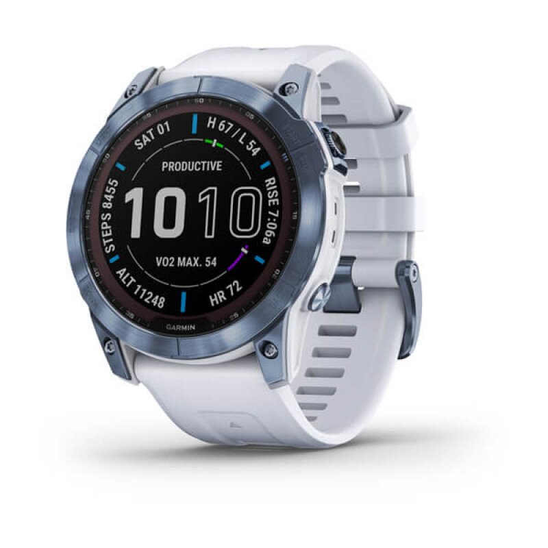 Buy Garmin fenix 7X Multisport GPS Smartwatch - Sapphire Solar Edition -  Mineral Blue Titanium with Whitestone Band - 51mm online in Pakistan 