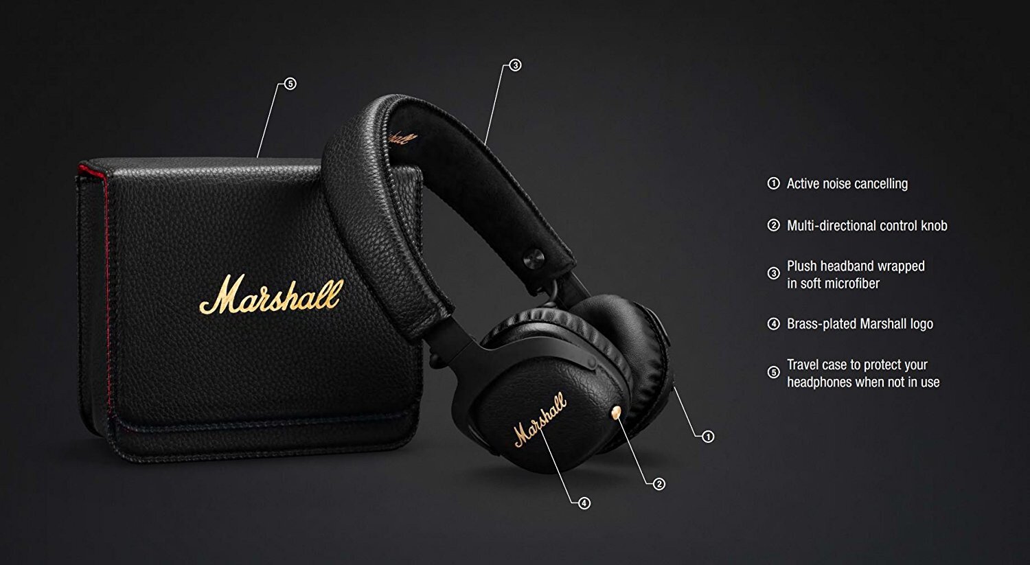Marshall Mid ANC Active Noise Cancelling On-Ear Wireless Bluetooth  Headphone, Black (04092138)